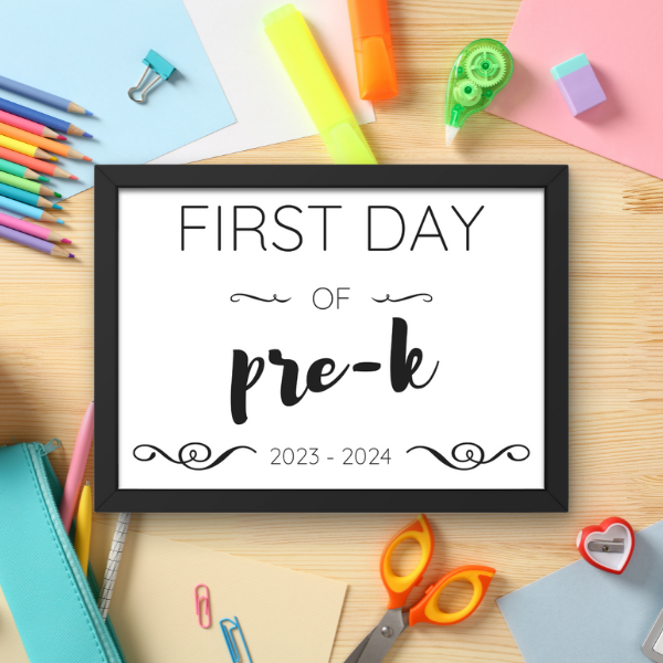 First Day of School Sign, 8.5" x 11", Black and White Print