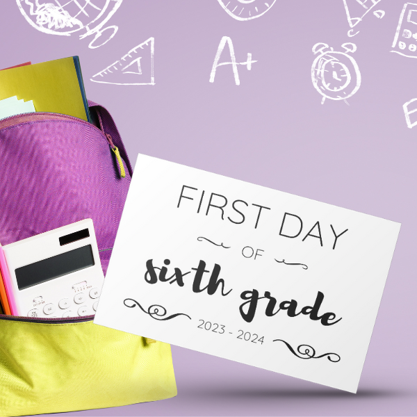 First Day of School Sign, 8.5" x 11", Black and White Print