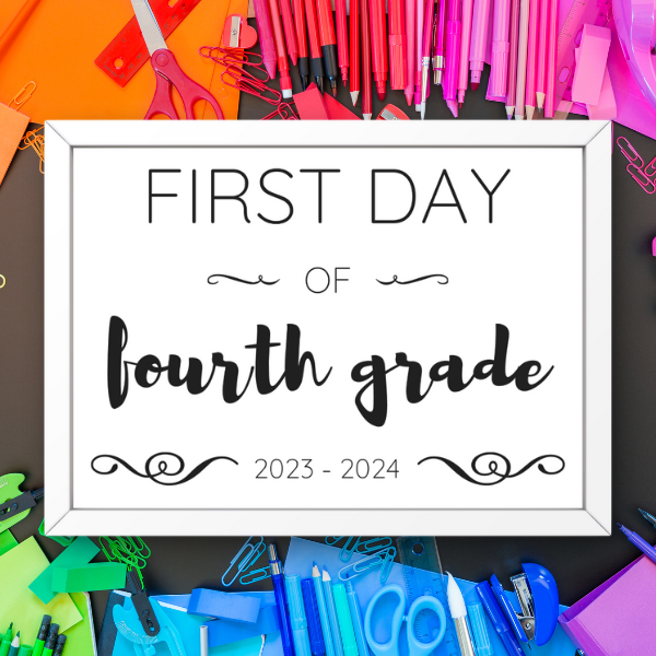 First Day of School Sign, 8.5" x 11", Black and White Print