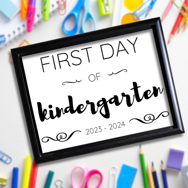 First Day of School Sign, 8.5" x 11", Black and White Print
