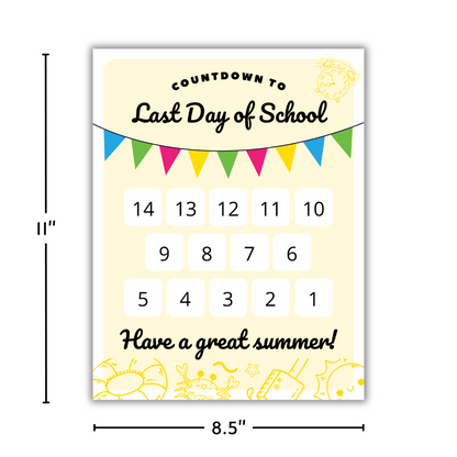 Last Day of School Countdown Calendar Sign, 8.5" x 11"