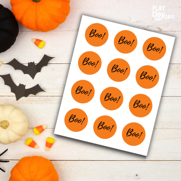 boo, orange and black halloween sticker sheets