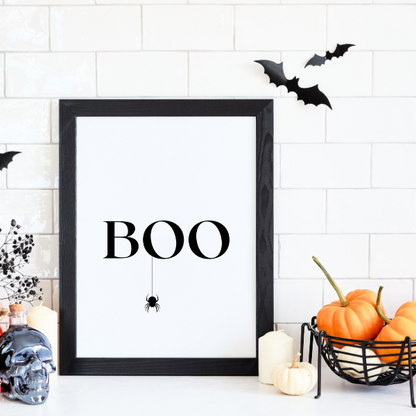 halloween 8.5" x 11" black and white home decor art set print, set of 4 with boo