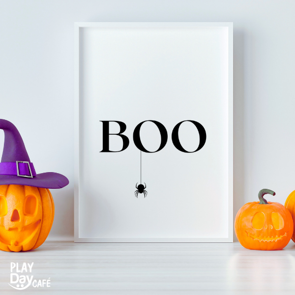 contemporary, black and white "boo" wall art print 8.5" x 11"