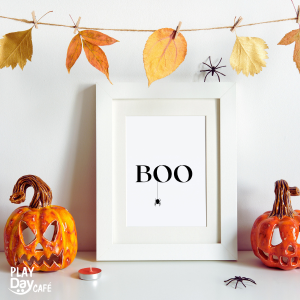 contemporary, black and white "boo" wall art print 8.5" x 11"