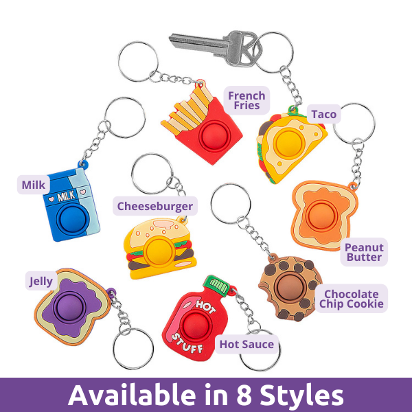 mini food popping sensory toy keychain styles