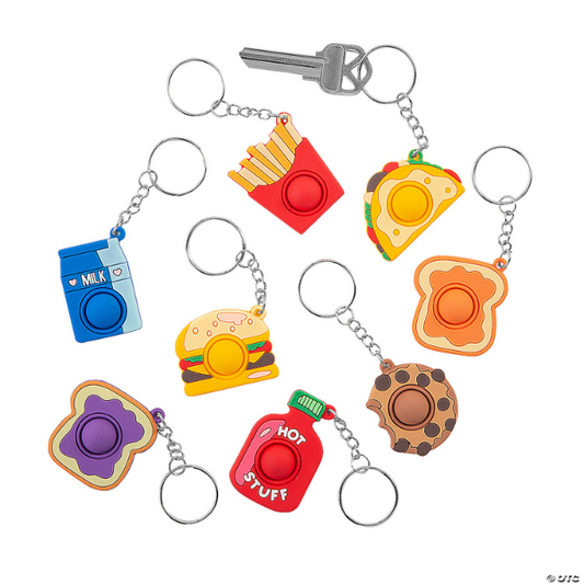 mini food popping sensory toy keychain