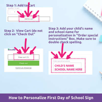 how to personalize black and white first day of school sign