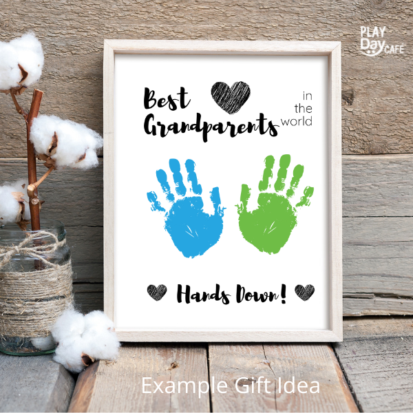 best grandparents in the world, child handprint craft in photo frame