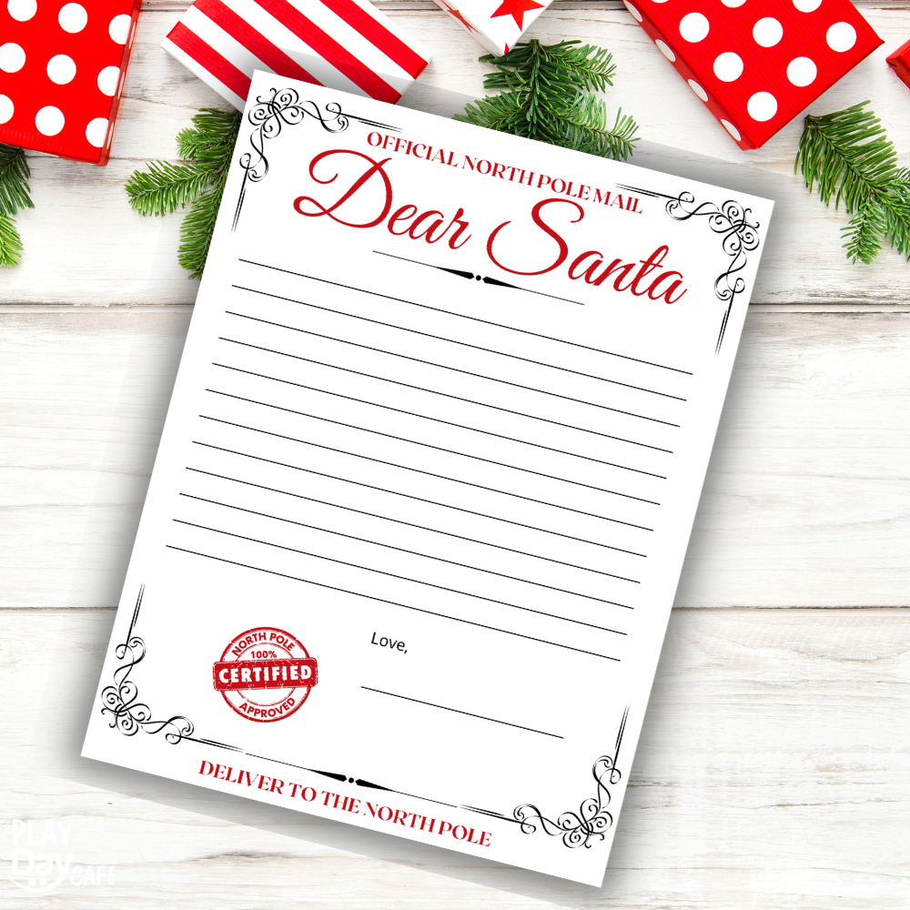 printable, official north pole mail, Dear Santa Claus letter template blank lines