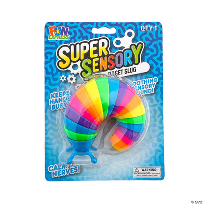 rainbow fidget slug sensory toy in package