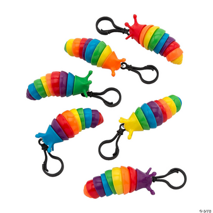 rainbow fidget slug sensory toy backpack clip color choices