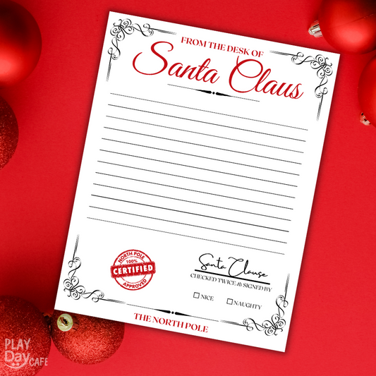 Printable, From the Desk of Santa Claus certified North Pole mail template with blank lines