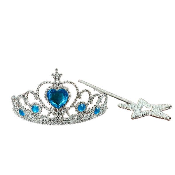 snow princess blue tiara and wand set for snow princess birthday or dress-up