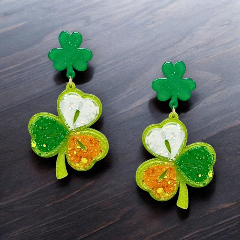 Irish Flag Clover Earrings for St. Patrick’s Day