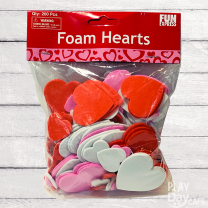 valentine's day foam heart craft pieces set of 200 in pink, red and white hearts