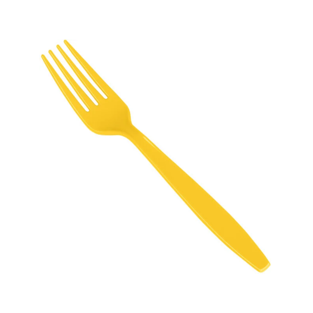 superhero yellow heavy duty plastic fork