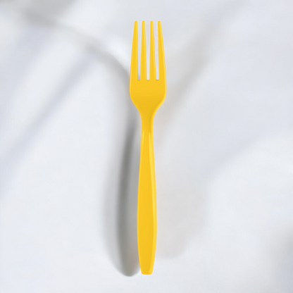 Yellow, Heavy Duty Plastic Pary Forks, 16 count