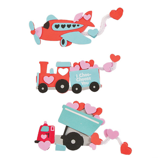 Valentine Transportation Magnet Craft (qty 3)