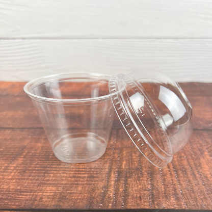 clear plastic 9 oz treat cup with clear dome lid for party favors and holiday treats
