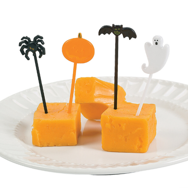 Halloween food picks in ghost, bat, pumpkin and spider shapes