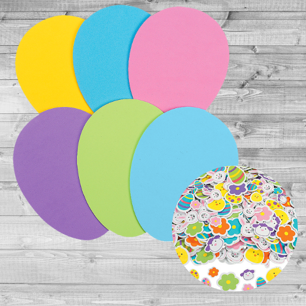 Jumbo Foam Easter Egg with Spring Easter Stickers (qty 6)
