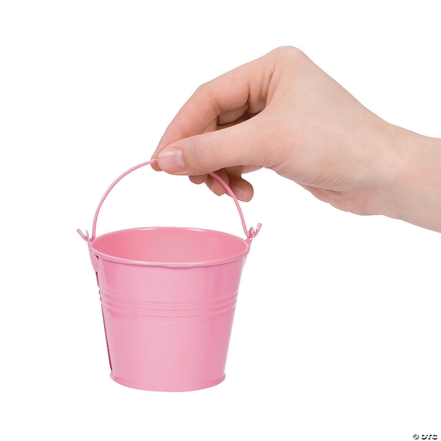 Mini, pink metal party favor pails for princess birthday party