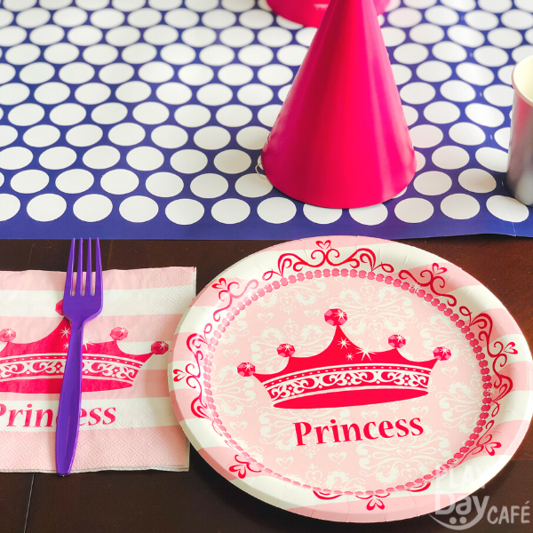 Pink, purple princess tiara birthday party tableware